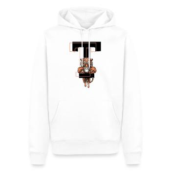 Tiger Buchstabe T - Geschenkidee - Männer Premium Bio Hoodie - Weiß - Vorne - Nico (187cm)