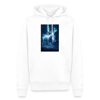 Les bois brillants – Gardiens de la forêt hivernale - Sweat à capuche Premium bio Homme - blanc - Devant - Nico (187cm)