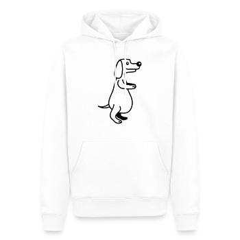 chien gros ventre en surpoids drôle dessin animé bande dessinée - Sweat à capuche Premium bio Homme - blanc - Devant - Nico (187cm)