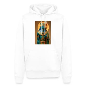 Ptah, blauhäutiger Gott, hält ein Zepter in der Hand, glühend - Männer Premium Bio Hoodie - Weiß - Vorne - Nico (187cm)