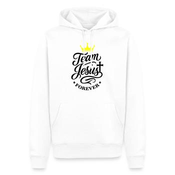 Team Jesus Spruch - Männer Premium Bio Hoodie - Weiß - Vorne - Nico (187cm)