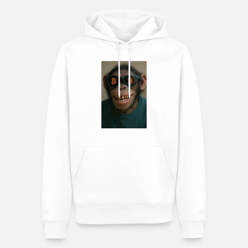 Bitcoin meets Monkey Joe - Männer Premium Bio Hoodie - Weiß