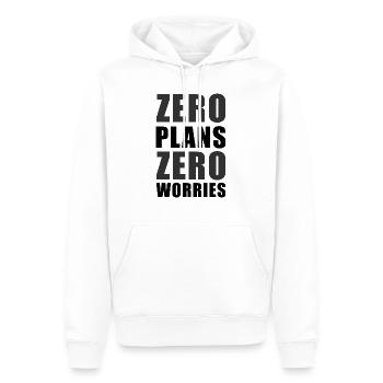 Null Pläne Null Sorgen Lustiger Sarkasmus Zitat - K - Männer Premium Bio Hoodie - Weiß - Vorne - Nico (187cm)