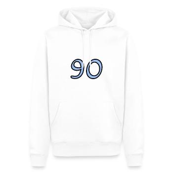 90. 90 JAHRE. 90-JÄHRIGES JUBILÄUM. 90-JÄHRIGES JUBILÄUM. - Männer Premium Bio Hoodie - Weiß - Vorne - Nico (187cm)