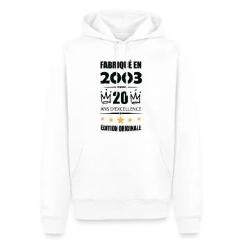 Vintage 2003 20Ans Anniversaire Cadeau Homme Femme - Sweat à capuche Premium bio Homme - blanc - Devant - Nico (187cm)
