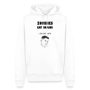 Zombies eat brains - Sweat à capuche Premium bio Homme - blanc - Devant - Nico (187cm)