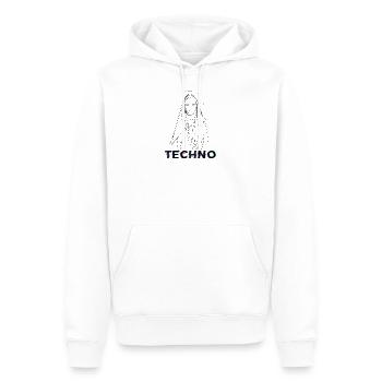 Techno Nonne - Dark Techno, Dark Minimal Techno - Sweat à capuche Premium bio Homme - blanc - Devant - Nico (187cm)