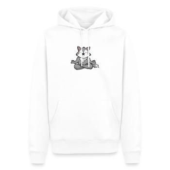 yoga wolf - Männer Premium Bio Hoodie - Weiß - Vorne - Nico (187cm)