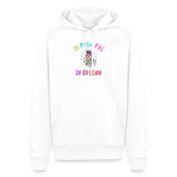 Je peux pas je dessine - Sweat à capuche Premium bio Homme - blanc - Devant - Nico (187cm)