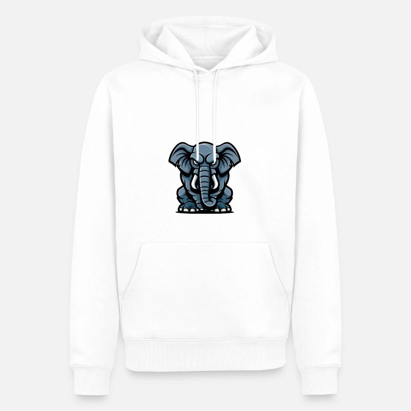 Elefant Comic - Männer Premium Bio Hoodie - Weiß