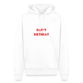 ALLES GUTE ZUM GEBURTSTAG, ALLES GUTE ZUM GEBURTSTAG, GEBURTSTAG, GEBURTSTAG - Männer Premium Bio Hoodie - Weiß - Vorne - Nico (187cm)