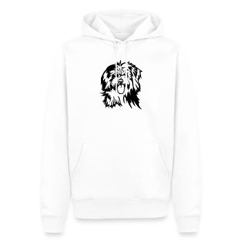 Tête de Berger des Pyrénées - Sweat à capuche Premium bio Homme - blanc - Devant - Nico (187cm)