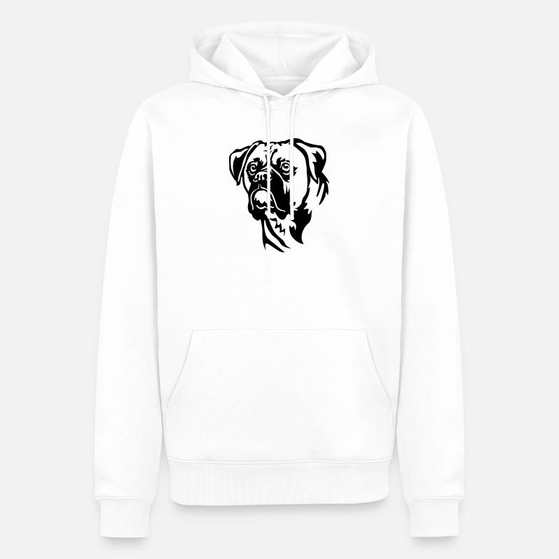 Boxer Kopf - Männer Premium Bio Hoodie - Weiß