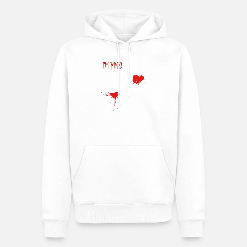 Je vais bien, éclaboussures de sang - Sweat à capuche Premium bio Homme - blanc