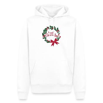 Couronne de Noël avec ruban rouge - Sweat à capuche Premium bio Homme - blanc - Devant - Nico (187cm)