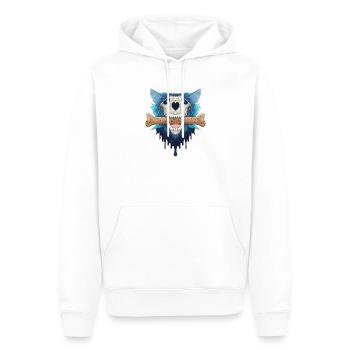 Hellhound Skull - Demonic Blue Wolf & Cookie Bone - Men’s Premium Organic Hoodie - white - Front - Nico (187cm)