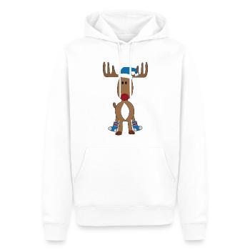 Lustiger Elch zu Weihnachten - Männer Premium Bio Hoodie - Weiß - Vorne - Nico (187cm)