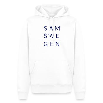 Samswegen Schriftzug - Männer Premium Bio Hoodie - Weiß - Vorne - Nico (187cm)