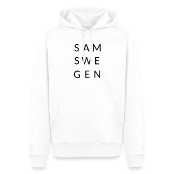 samswegen TRANSPARENTTOP sw o nav - Männer Premium Bio Hoodie - Weiß - Vorne - Nico (187cm)