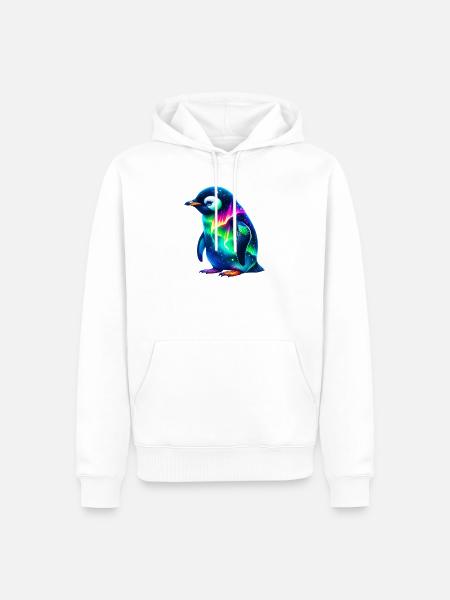 Aurora Borealis Pinguin - Männer Premium Bio Hoodie - Weiß