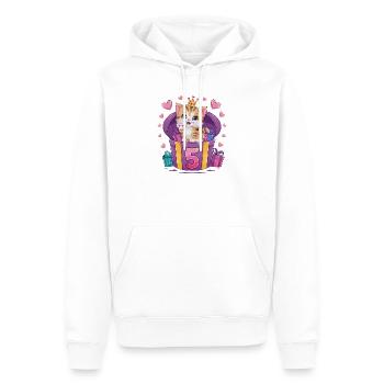 Chat mignon - 5e anniversaire - 5 ans - Sweat à capuche Premium bio Homme - blanc - Devant - Nico (187cm)