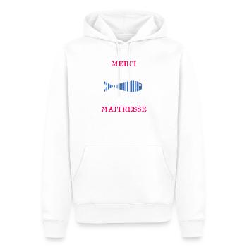 MAÎTRESSE. MERCI. MERCI MAÎTRESSE - Sweat à capuche Premium bio Homme - blanc - Devant - Nico (187cm)