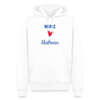 MISTRESS. THANK YOU. THANK YOU MISTRESS - Men’s Premium Organic Hoodie - white - Front - Nico (187cm)