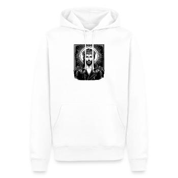Jesus Christus mit stylischer Frisur & Lederjacke - Männer Premium Bio Hoodie - Weiß - Vorne - Nico (187cm)