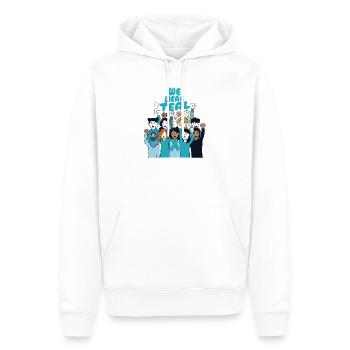 We Wear Teal – Bewusstsein für sexuelle Belästigung - Männer Premium Bio Hoodie - Weiß - Vorne - Nico (187cm)