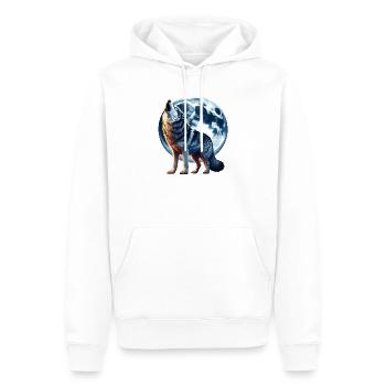 Wolf heult den Vollmond an - Männer Premium Bio Hoodie - Weiß - Vorne - Nico (187cm)