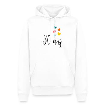 30. 30 YEARS. 30th ANNIVERSARY. 30 YEARS ANNIVERSARY. - Men’s Premium Organic Hoodie - white - Front - Nico (187cm)