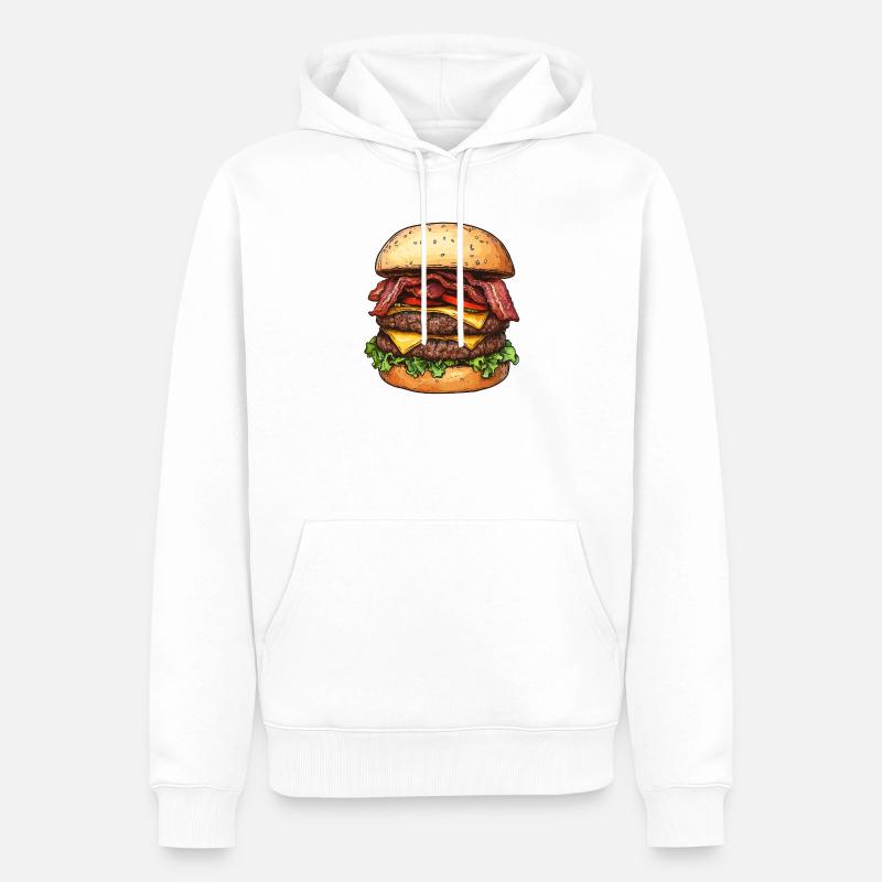 Double Bacon Cheeseburger :) - Men’s Premium Organic Hoodie - white