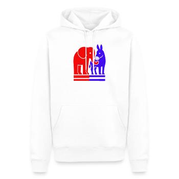 Elephant and Donkey USA - Sweat à capuche Premium bio Homme - blanc - Devant - Nico (187cm)