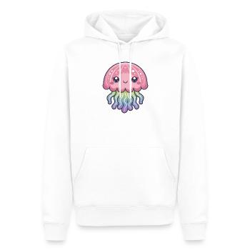 Méduse Kawaii - Sweat à capuche Premium bio Homme - blanc - Devant - Nico (187cm)
