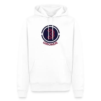 Emblème circulaire Gironde 33 - Sweat à capuche Premium bio Homme - blanc - Devant - Nico (187cm)