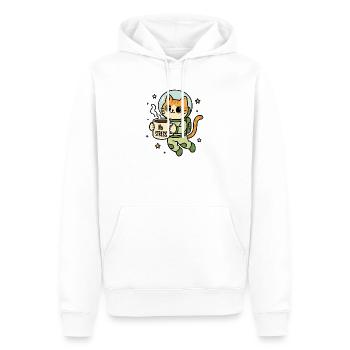 Chat astronaute tasse zen - Sweat à capuche Premium bio Homme - blanc - Devant - Nico (187cm)