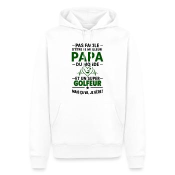 Heart + Golf – Super Dad Golfer - Men’s Premium Organic Hoodie - white - Front - Nico (187cm)