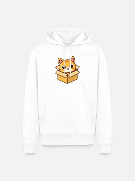 Süßes Kätzchen in der Zeichentrickbox - Männer Premium Bio Hoodie - Weiß