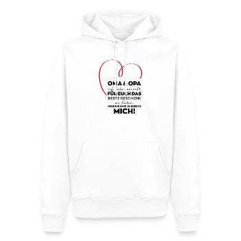 Cadeau drôle de grand-mère grand-père grands-parents - Sweat à capuche Premium bio Homme - blanc - Devant - Nico (187cm)