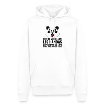panda, diversité, amour - Sweat à capuche Premium bio Homme - blanc - Devant - Nico (187cm)