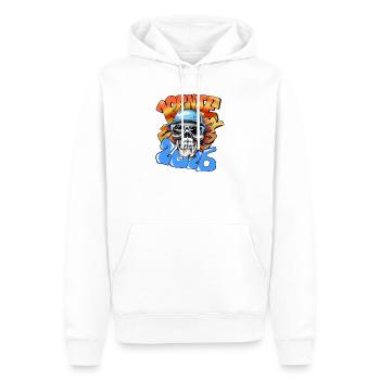 Skull Pensioner 2026 Graffiti Néon Pop Art - Sweat à capuche Premium bio Homme - blanc - Devant - Nico (187cm)
