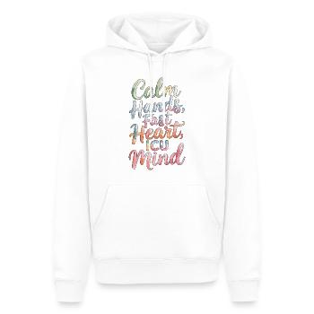 Infirmière en soins intensifs Mains calmes Soins intensifs cardiaques - Sweat à capuche Premium bio Homme - blanc - Devant - Nico (187cm)