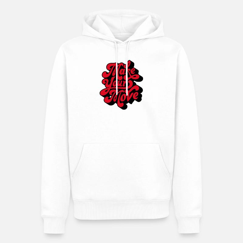 Faites votre amour un script rétro - Sweat à capuche Premium bio Homme - blanc