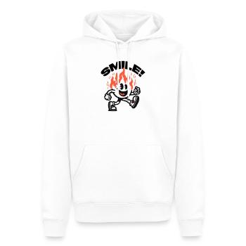 Lächeln! Feuriger Freund Smiley - Männer Premium Bio Hoodie - Weiß - Vorne - Nico (187cm)