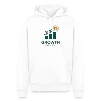 Growth Step by Step – Erfolg & Wachstum - Männer Premium Bio Hoodie - Weiß - Vorne - Nico (187cm)