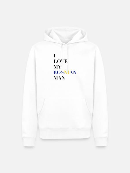 I LOVE MY BOSNIAN MAN - Männer Premium Bio Hoodie - Weiß