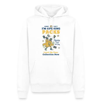 Tut mir leid, ich kann nicht, ich öffne Packs, Sammelkarten-Booster - Männer Premium Bio Hoodie - Weiß - Vorne - Nico (187cm)