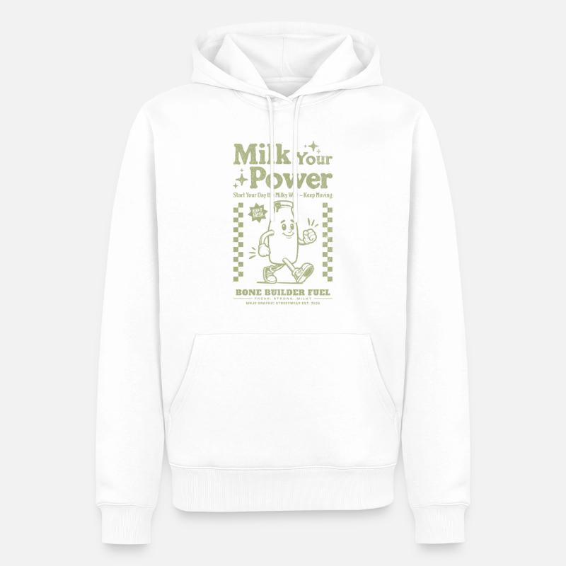 Milk Power pour le petit-déjeuner - Sweat à capuche Premium bio Homme - blanc
