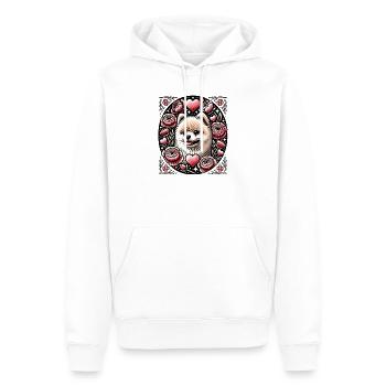 Shiba au cœur floral avec des roses - Sweat à capuche Premium bio Homme - blanc - Devant - Nico (187cm)