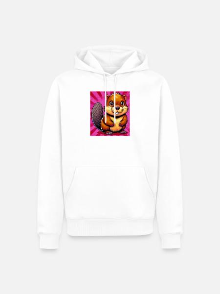 castor - Sweat à capuche Premium bio Homme - blanc